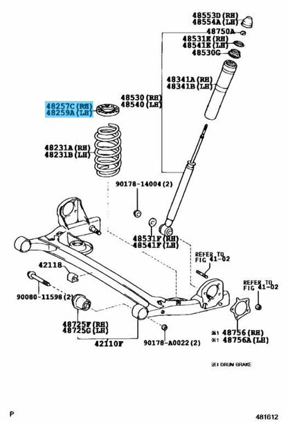 TOYOTA SIENNA GSL2# 04-20 Genuine Rear Coil Spring Upper Insulator RH & LH Set