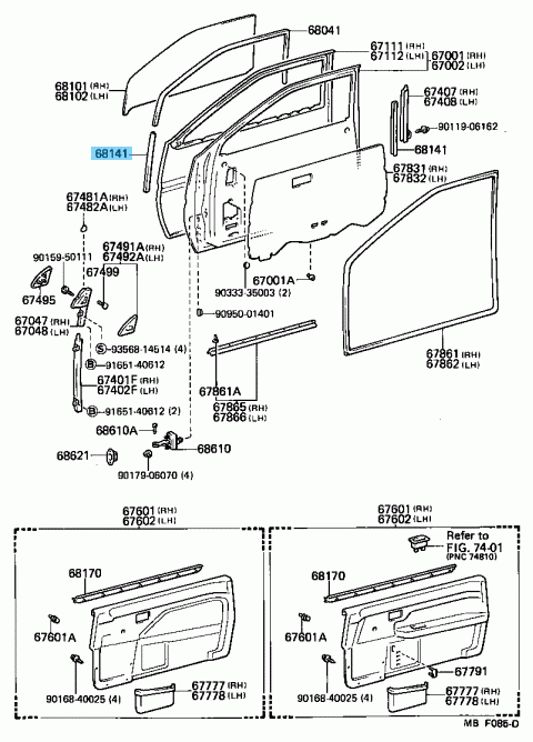 TOYOTA LEVIN TRUENO AE86 Genuine Front Door Glass Run Front Side RH and LH 2pcs