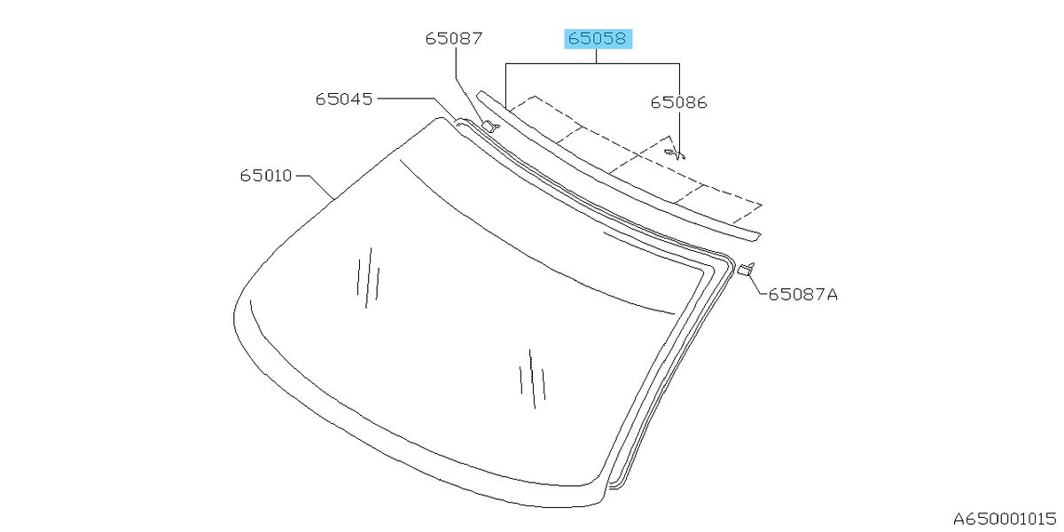 SUBARU IMPREZA GC# GF# 93-01 Genuine Front Window Upper Molding 65023FA000 OEM