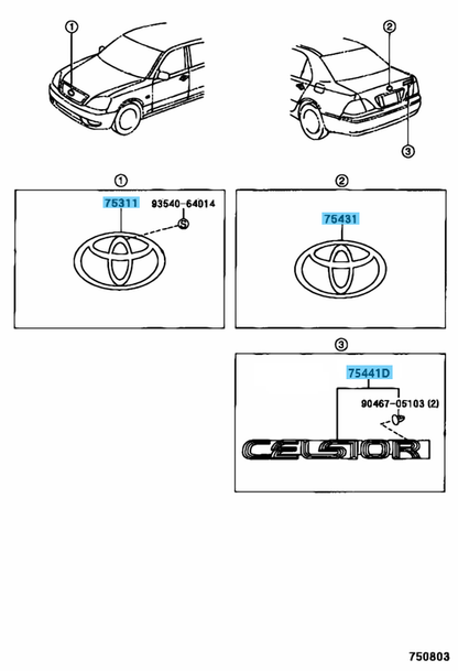 TOYOTA CELSIOR LS430 LS400 UCF30 UCF31 Genuine Emblem Badge Front Rear Set OEM