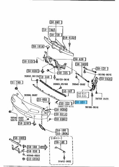 MAZDA MX-5 MIATA NA8C 1990-1997 Genuine Bumper Cover Retainer NA01-50-0K0B OEM