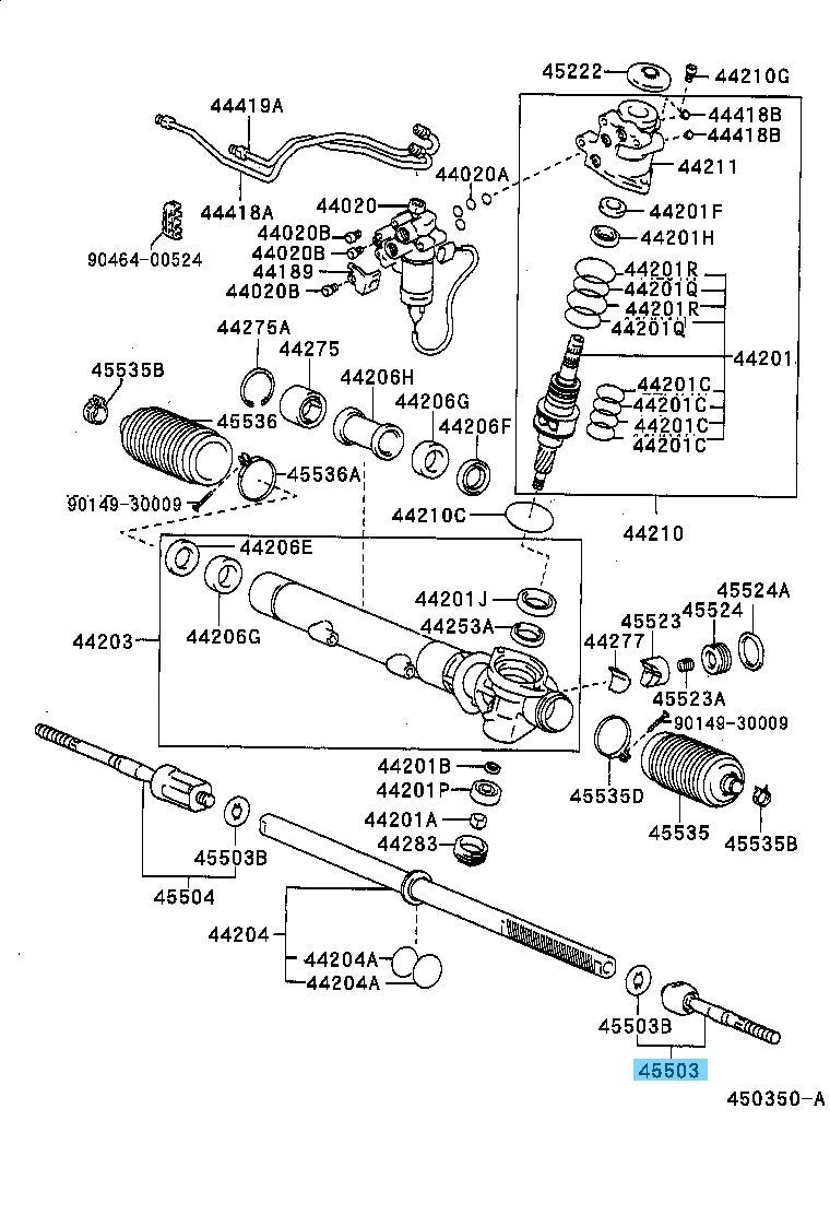 LEXUS LS400 UCF20 '95-00 Genuine Steering Rack End Sub Assy 45503-39095 OEM