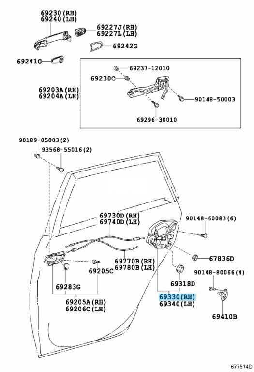 TOYOTA LEXUS Genuine Door Lock Actuator Assy Rear W/Motor Right 69050-33120 OEM