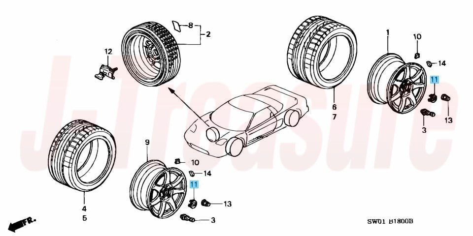 HONDA NSX-02R NA2 Genuine Championship White Wheel Center Cap 44732-SL0-960 x4