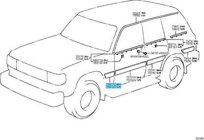 TOYOTA LAND CRUISER FZJ80 '95-97 Genuine Fr/Fender Outside Moulding RH & LH Set