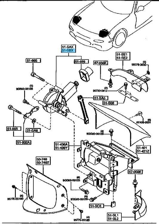 MAZDA RX-7 FD3S 1993-1995 Genuine Retractable Head Motor LH FD01-51-SBXB OEM