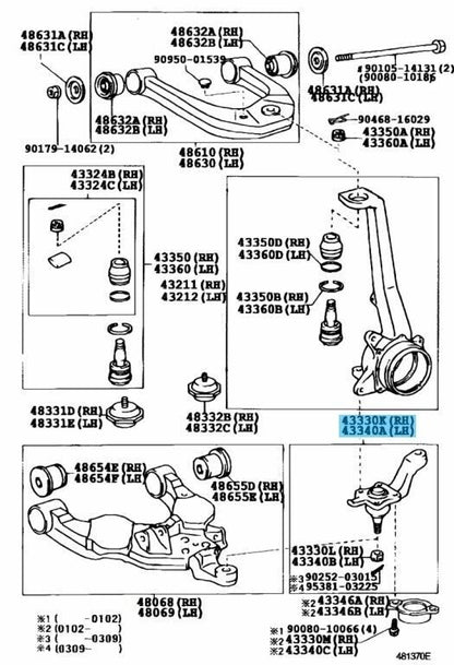 TOYOTA TUNDRA UCK30 00-03 Genuine Lower Ball Joint Assy Front Right & Left Set