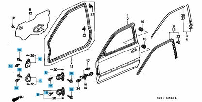 HONDA EK# CIVIC H/B  Genuine Front Door Up & Low Hinge RH & LH & Bolt Set OEM