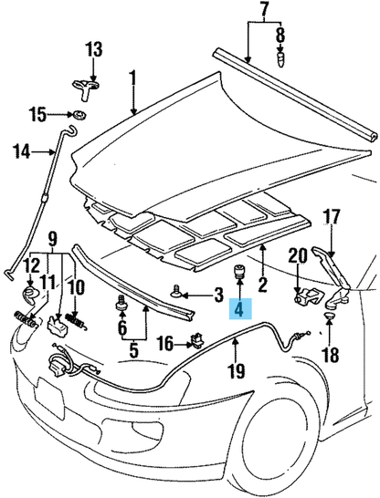 TOYOTA SUPRA JZA80 MK4 1993-1998 Genuine Bonnet Hood Rubber Cushion 2pcs Set OEM