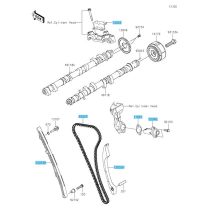 KAWASAKI CONCOURS 14 ZG1400 '08-22 Genuine Cam Chain & Guide & Tensioner Set OEM