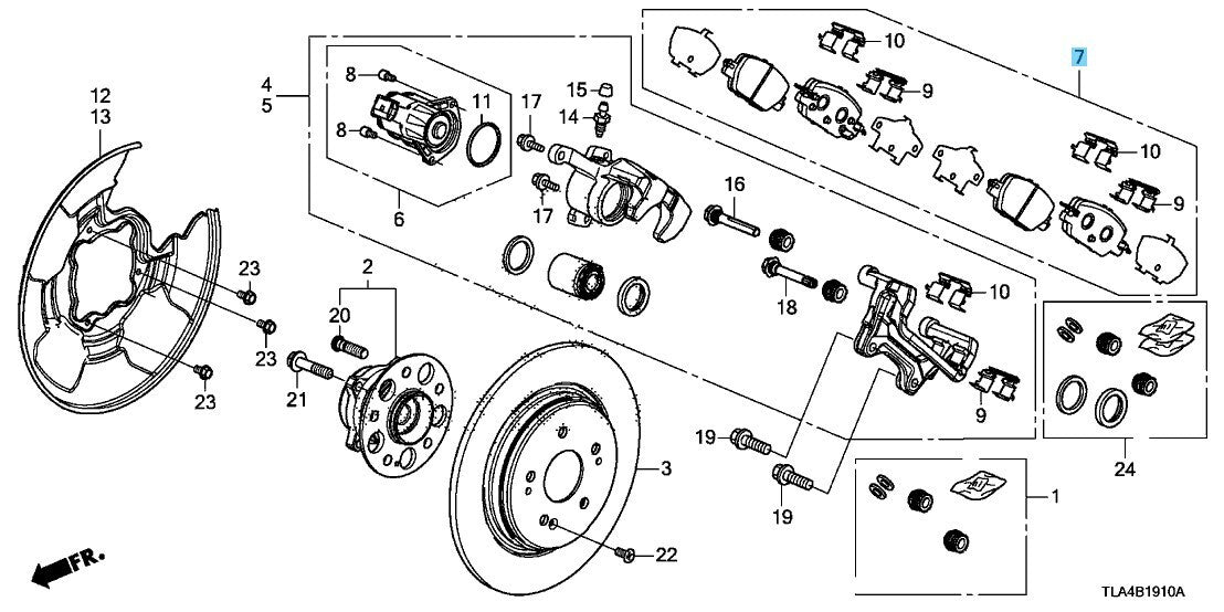 HONDA CR-V 2017-2019 Genuine Rear Brake Pads Set 43022-TLA-A00 OEM