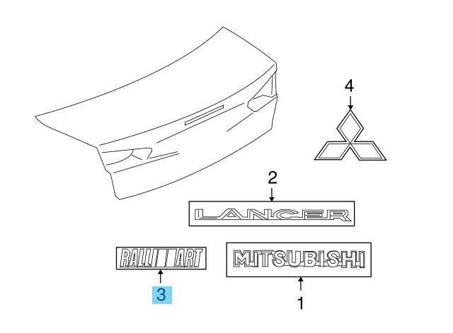 MITSUBISHI LANCER CY4A 2009-2015 Genuine Rear RALLIART Emblem 7415A198 OEM