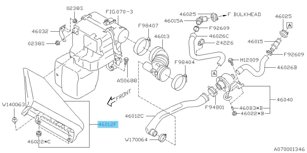 SUBARU WRX STI VAF 2015-2018 Genuine Air Intake Duct 46012AG001 OEM