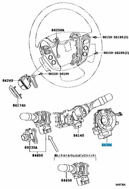 TOYOTA SCION TC 11-16 4RUNNER 10-20 Genuine Spiral Cable Sub-Assy 84307-30090
