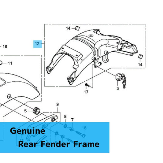 HONDA VT750RS SHADOW RS '10-13 Genuine Rear Fender Frame 80125-MGR-670 OEM