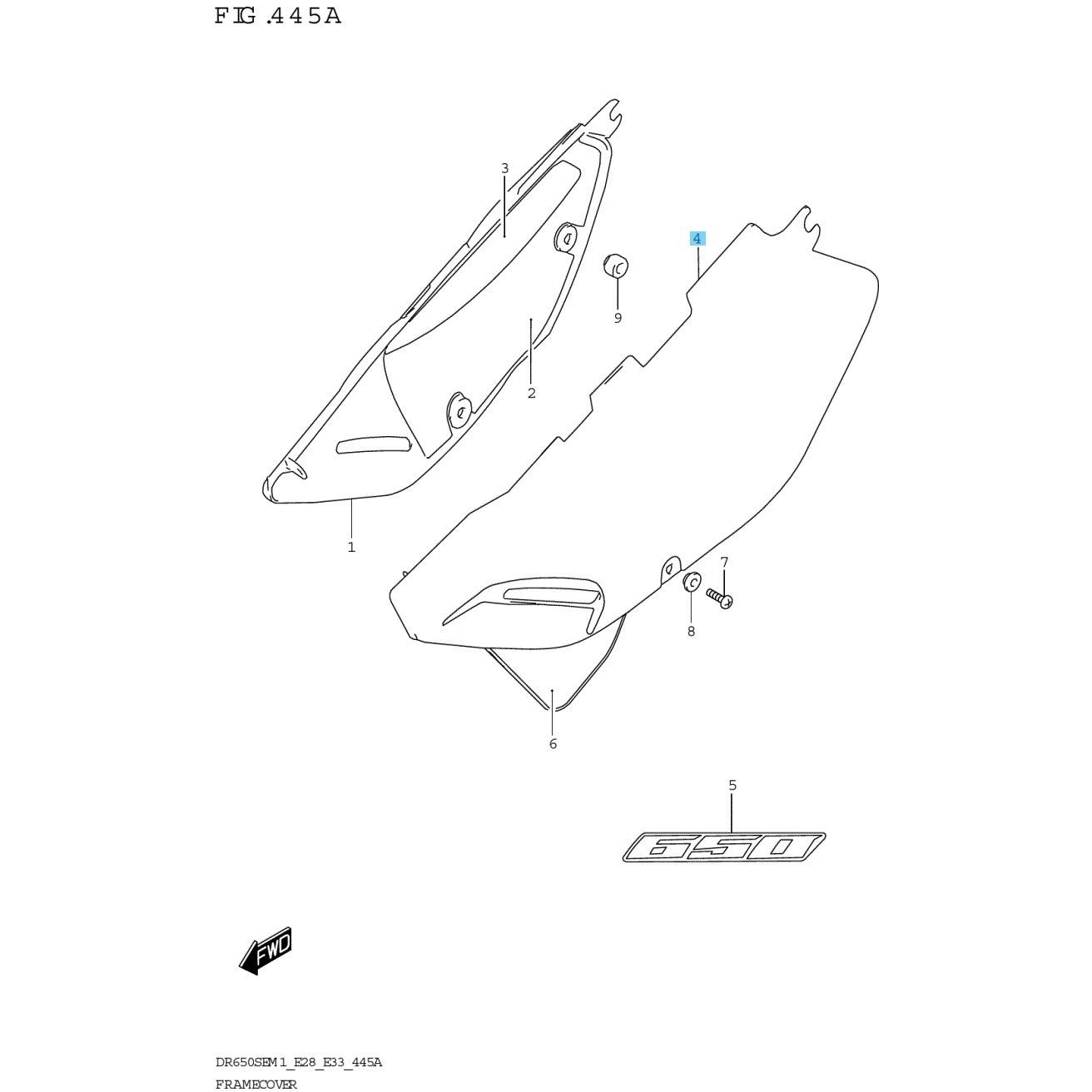 SUZUKI DR650SE '00-01 '08-09 2011 2017 2019 '22-23 Genuine Frame Cover LH BLACK