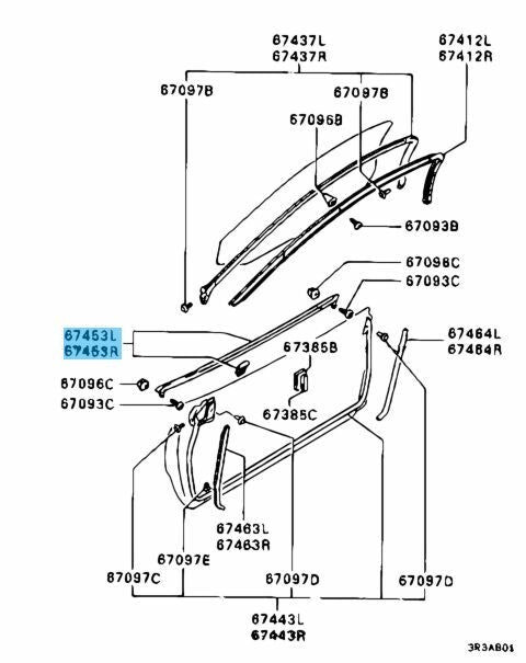 MITSUBISHI 3000GT Z1#A 91-99 Genuine F/Door Window Weatherstrip Otr RH & LH Set