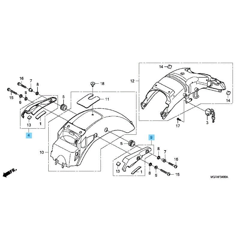 HONDA VT750RS '10-13 Genuine Rear Fender Cushion Upper Cover RH & LH Set OEM