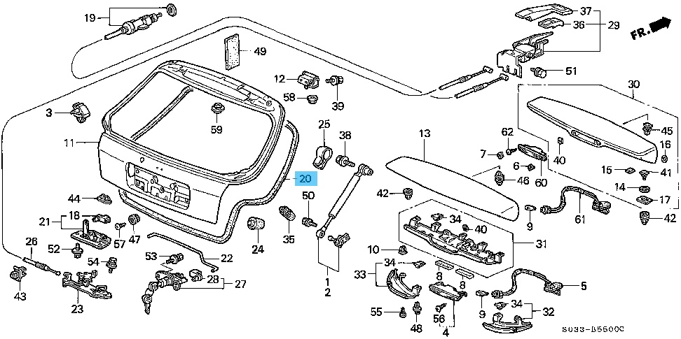 HONDA CIVIC EK4 EK9 1996-2000 Genuine 3D Tailgate Weatherstrip 74440-S03-003 OEM