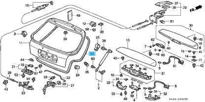HONDA CIVIC EK4 EK9 1996-2000 Genuine 3D Tailgate Weatherstrip 74440-S03-003 OEM