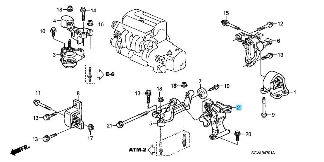 HONDA ELEMENT YH2 '03-11 Genuine Transmission Mounting Rubber Assy For A/T OEM