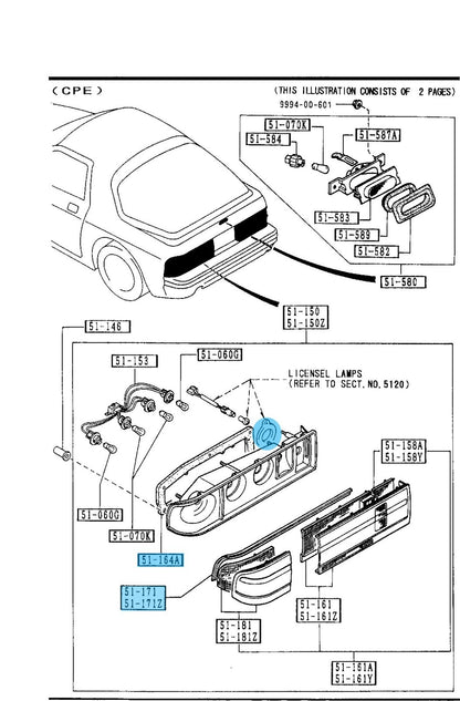 MAZDA RX-7 FC3S 89-91 Genuine Rear Combo Lamp Assy & Gasket & strip Seal RL set