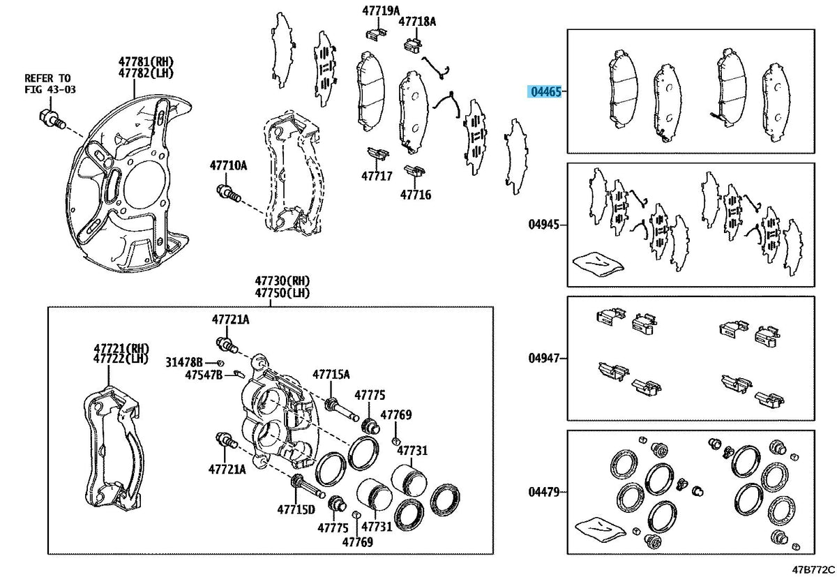TOYOTA GRAND HIACE GDH322 Genuine Front Disc Brake Pad Kit 04465-26440 OEM