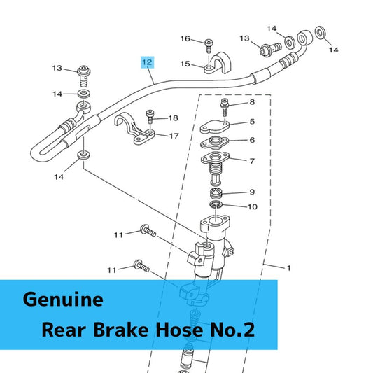 YAMAHA YZ125 '22-25 YZ250F '21-23 Genuine Rear Brake Hose No.2 B2W-25873-01-00