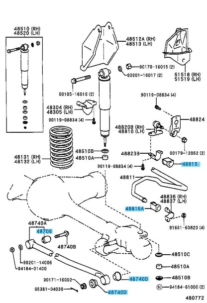 TOYOTA LAND CRUISER KZJ78 '94-95 Genuine Fr & Rr Suspension Bush RH & LH Set