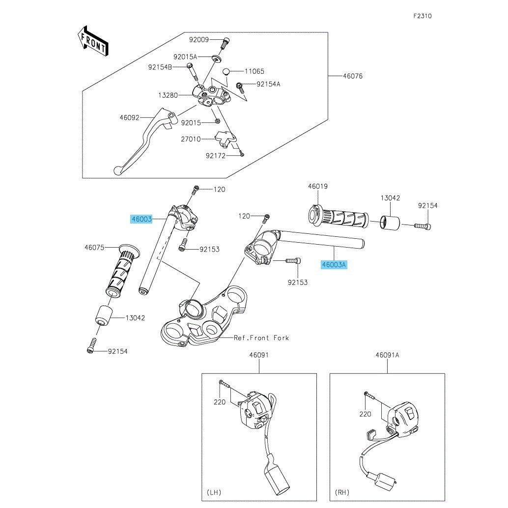 KAWASAKI NINJA 400 2018-2023 NINJA 500 2024 Genuine Handle RH & LH Set OEM