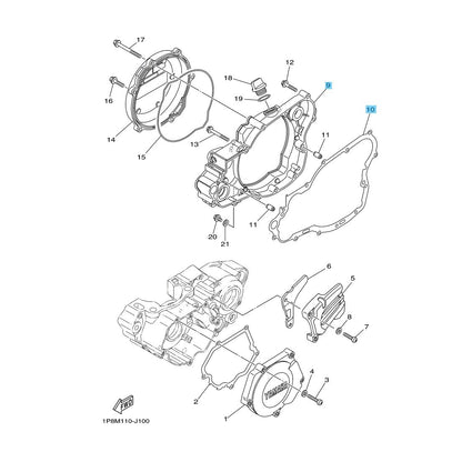 YAMAHA YZ250 02-24 YZ250X 16-24 Genuine Crankcase No.3 Cover & Gasket No.3 Set
