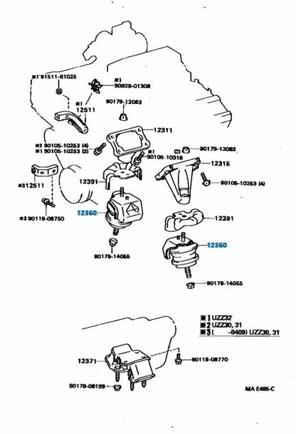 TOYOTA SOARER LEXUS SC300 SC400 Genuine 1JZ-GTE 2JZ-GTE Engine Mount x2 Set OEM