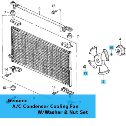 HONDA S2000 AP1 AP2 '00-09 Genuine A/C Condenser Cooling Fan & Washer & Nut Set