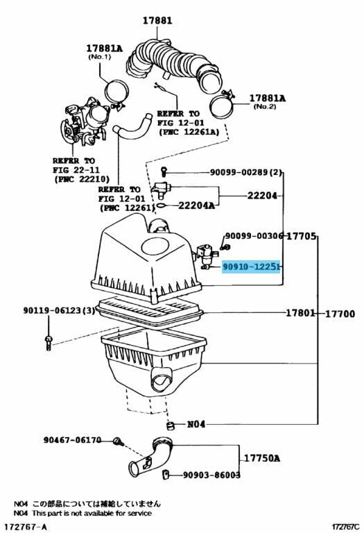TOYOTA HIGHLANDER ACU20 ACU25 01-04 Genuine Vacuum Switch Valve 90910-12251 OEM