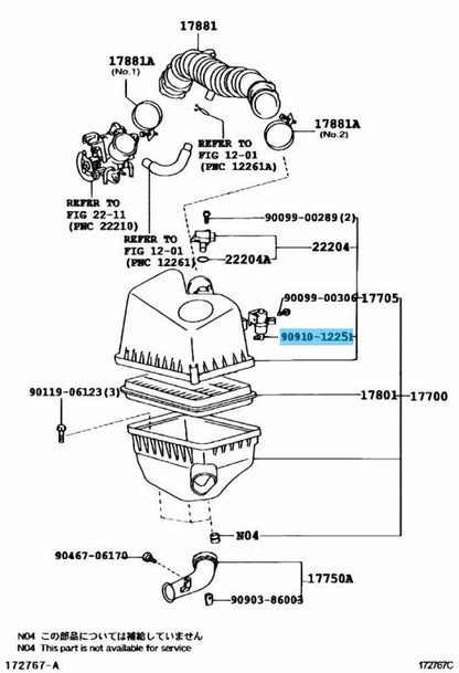 TOYOTA HIGHLANDER ACU20 ACU25 01-04 Genuine Vacuum Switch Valve 90910-12251 OEM