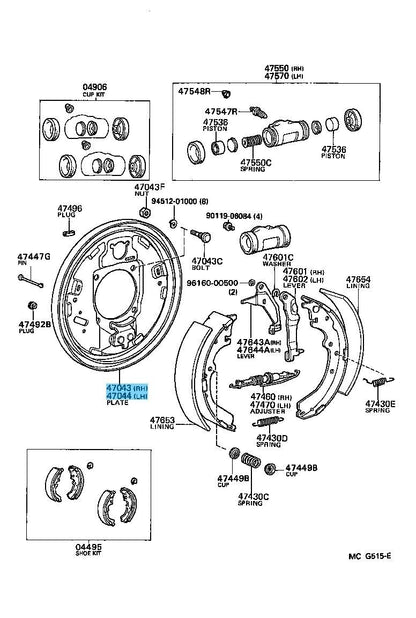 TOYOTA TACOMA RZN140 150 87-95 Genuine Rear Brake Backing Plate RH & LH Set OEM