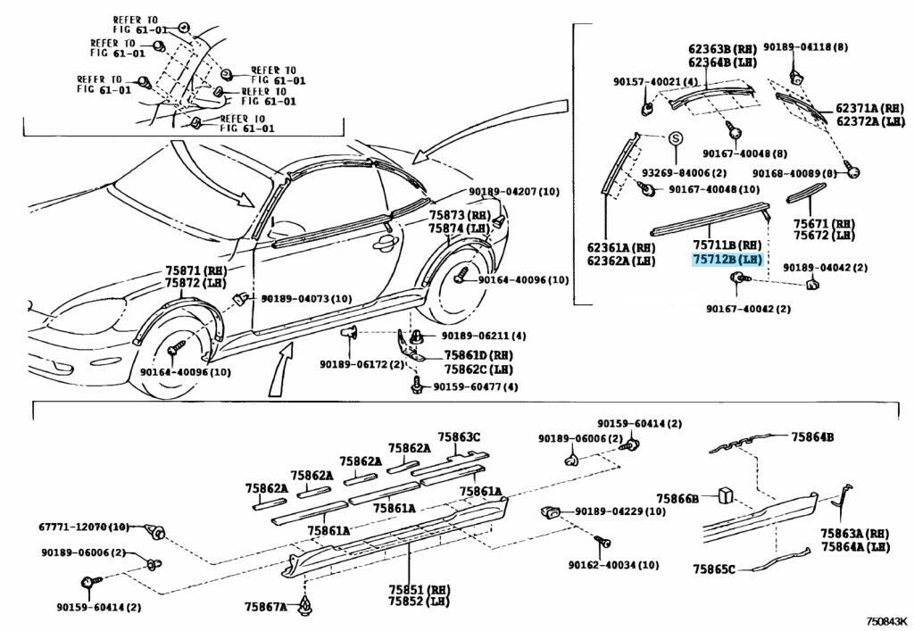 TOYOTA SOARER LEXUS SC430 UZZ400 Genuine Door Weather Strip Belt Molding LH OEM