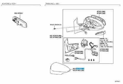 TOYOTA PRIUS C NHP10 12-19 Genuine Outer Mirror Cover Right *082* 87915-52170-A2