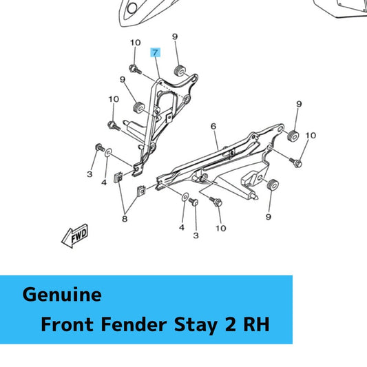 YAMAHA YFZ450R 2009-2013 Genuine Front Fender Stay 2 RH 18P-21514-00-00 OEM
