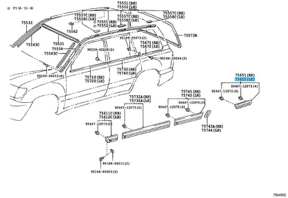 TOYOTA LAND CRUISER UZJ100 98-04 Genuine Quarter Outside Moulding LH OEM