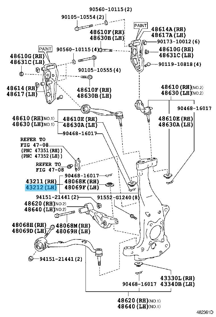 LEXUS LS460 USF40 2007-2017 Genuine Front Steering Knuckle LH 43202-59075 OEM