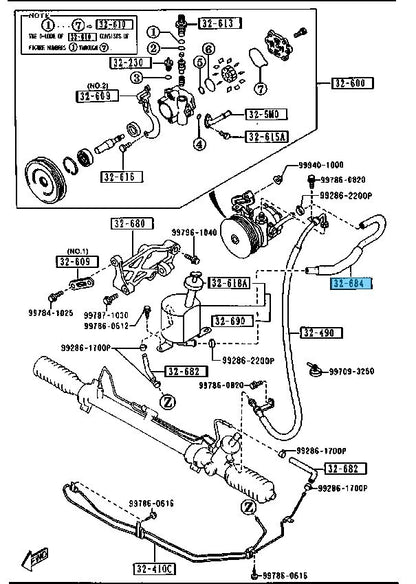 MAZDA MIATA MX-5 NA 90-97 Genuine Power steering Return Hose NA02-32-684B OEM