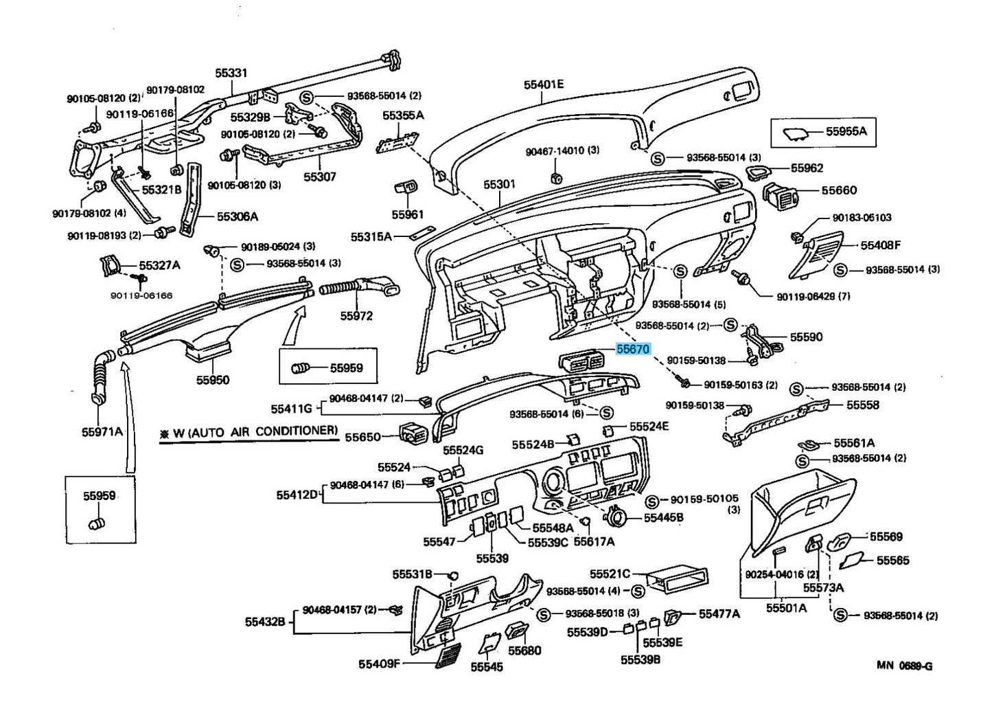 TOYOTA LAND CRUISER FZJ80 91-94 Genuine Instrument Panel Register 55670-60010