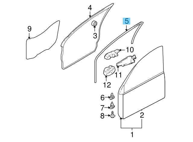 MITSUBISHI LANCER Evo 8 CT9A 03-07 Genuine Door Inner Weatherstrip F/R L & R/R L