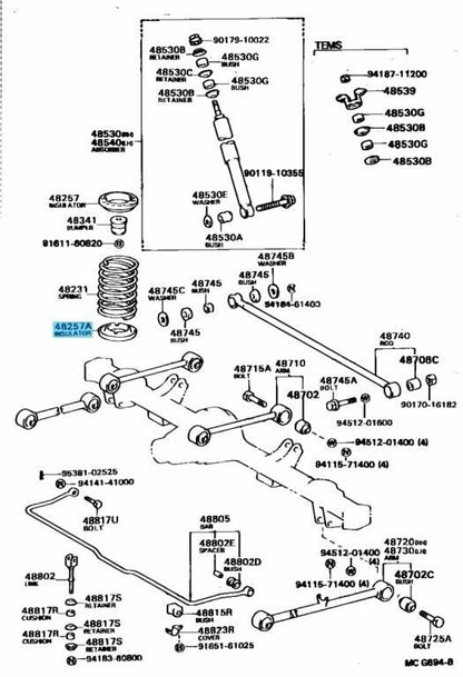 TOYOTA MODEL-F YR2# YR3# 84-89 Genuine Rear Coil Spring Insulator Lower OEM