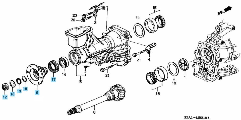 HONDA S2000 00-03 Genuine Secondary Shaft Flange & Bearing & Oil Seal Set OEM