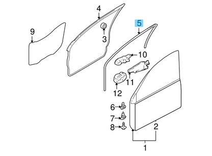 MITSUBISHI LANCER Evo 8 CT9A 03-07 Genuine Door Inner Weatherstrip F/R L & R/R L
