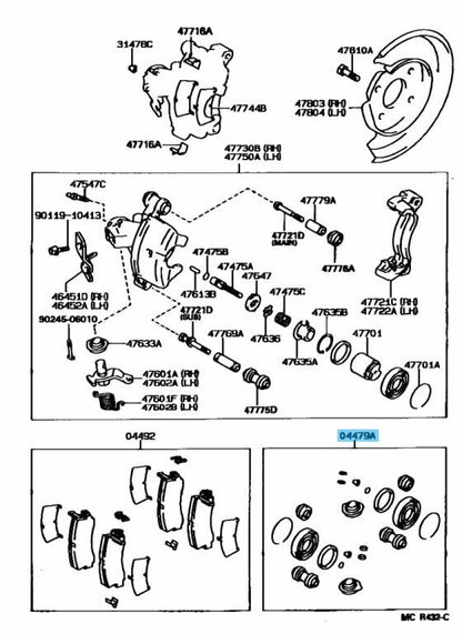 TOYOTA COROLLA LEVIN AE9# AE Genuine Rear Disc Brake Cylinder Kit 04479-12190