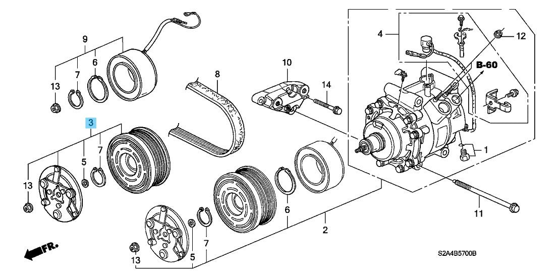 HONDA S2000 AP1 AP2 '00-09 Genuine A/C Magnetic Clutch Set 38900-PCX-016 OEM