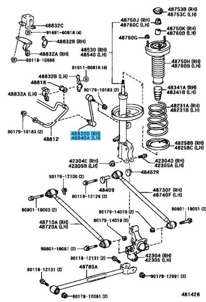 TOYOTA LEXUS Genuine Sway Bar Stabilizer Link Rear Suspension Set 4883048010 OEM